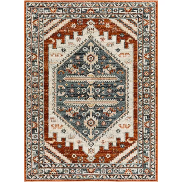 Redondo Beach Outdoor Boho Area Rug53 x 7SlateCoral53 x 7 CharcoalBurnt Orange