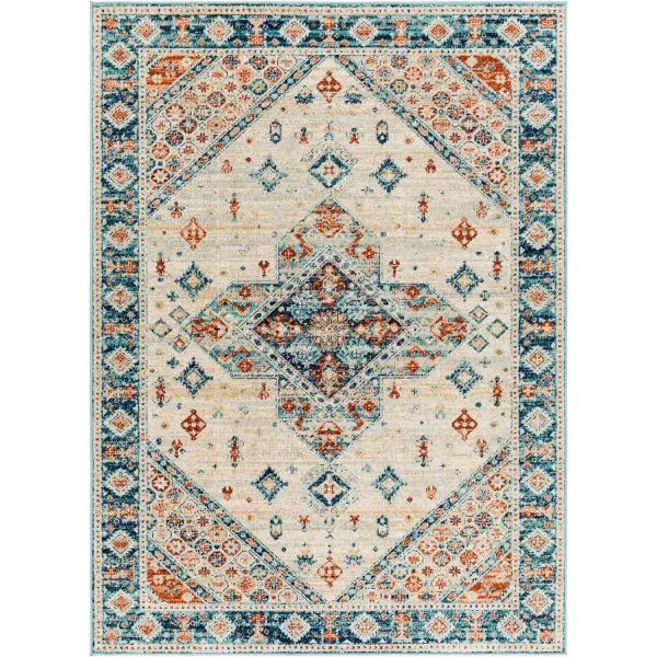 Redondo Beach Outdoor Boho Area Rug53 x 7SlateCoral53 x 7 Light Grey  Blue