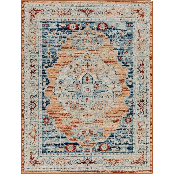 Redondo Beach Outdoor Boho Area Rug53 x 7SlateCoral53 x 7 OrangeDark Blue