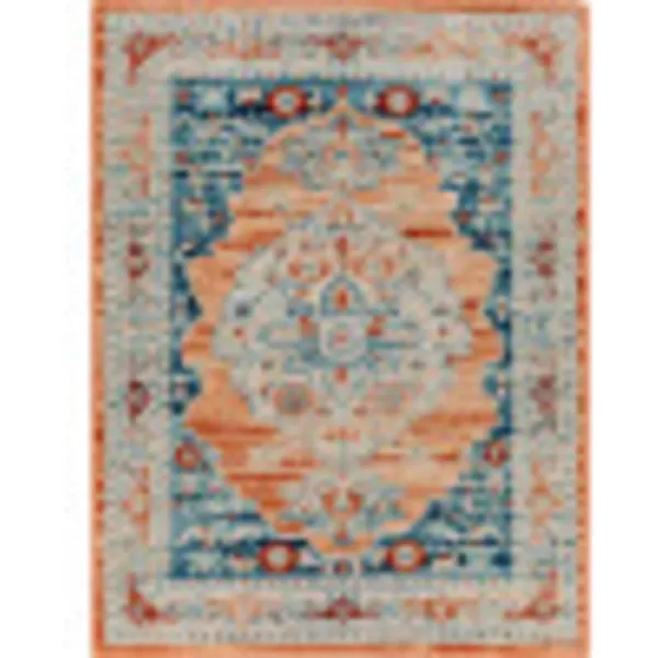 Redondo Beach Outdoor Boho Area Rug53 x 7SlateCoral67 x 9 OrangeDark Blue