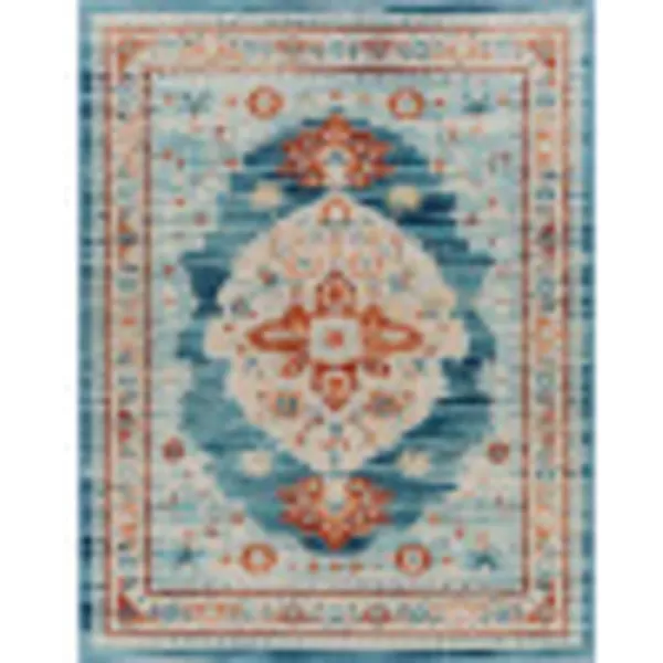 Redondo Beach Outdoor Boho Area Rug53 x 7SlateCoral710 x 10 Burnt OrangeLight Blue