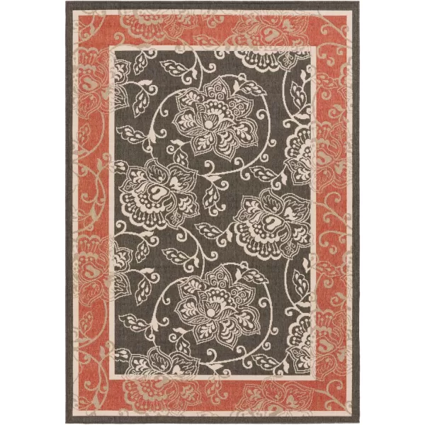 Rhoda Taupe and Brown Indoor  Outdoor Area Rug 89 Square25 x 45 Black