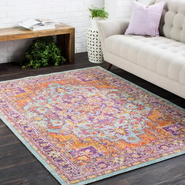 Rolland Purple and Orange Updated Traditional Area Rug 710 x 1062 x 211 Saffron