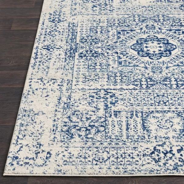 Valeria Dark Blue Light Gray and Beige Updated Traditional Area Rug 27 x 73Valeria Dark Blue Light Gray and Beige Updated Traditional Area Rug 27 x 73