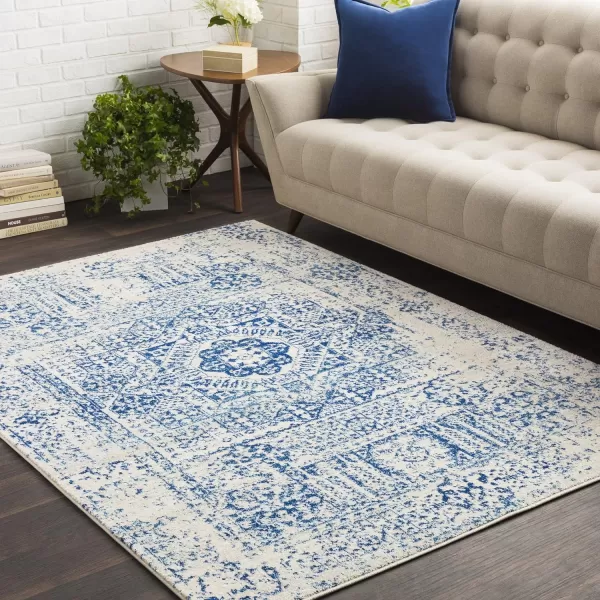 Valeria Dark Blue Light Gray and Beige Updated Traditional Area Rug 27 x 73Valeria Dark Blue Light Gray and Beige Updated Traditional Area Rug 27 x 73