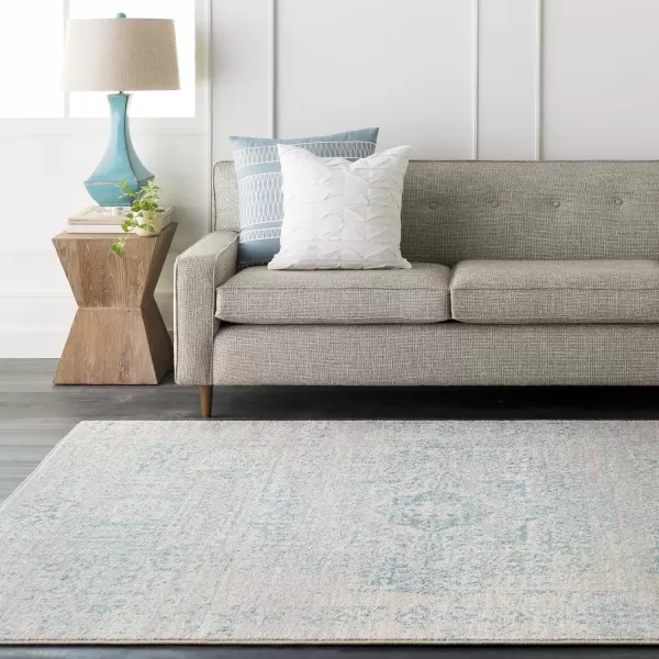 Valeria Dark Blue Light Gray and Beige Updated Traditional Area Rug 710 x 1032 x 3 Light Teal