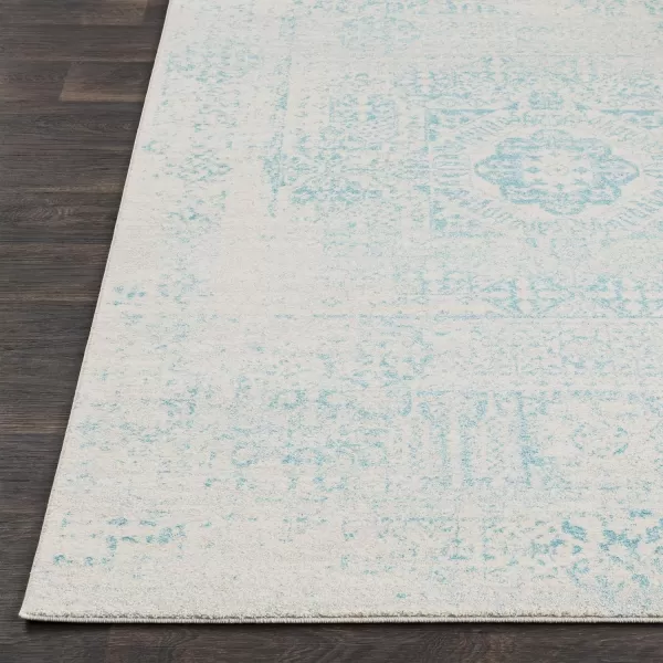 Valeria Dark Blue Light Gray and Beige Updated Traditional Area Rug 710 x 1032 x 3 Light Teal