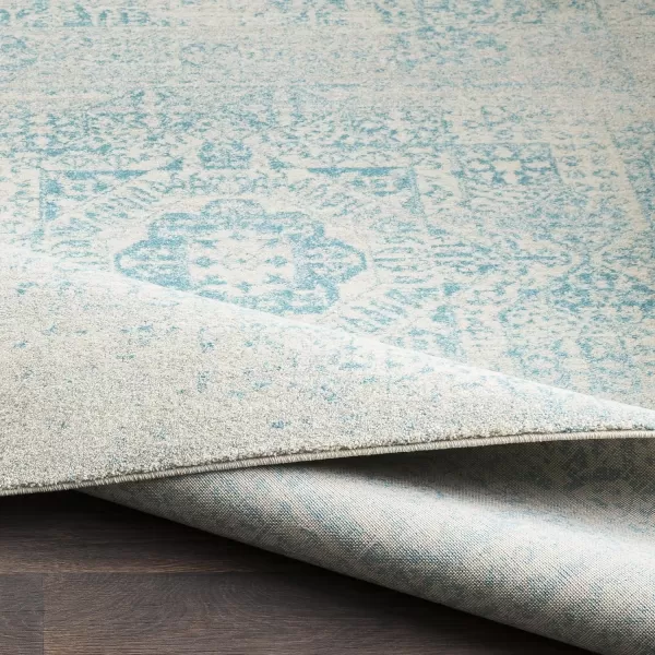 Valeria Dark Blue Light Gray and Beige Updated Traditional Area Rug 710 x 10327 x 73 Light Teal