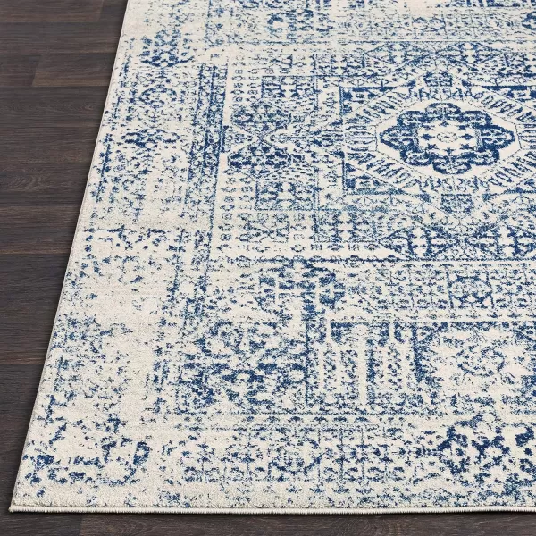 Valeria Dark Blue Light Gray and Beige Updated Traditional Area Rug 710 x 10367 x 9 Blue