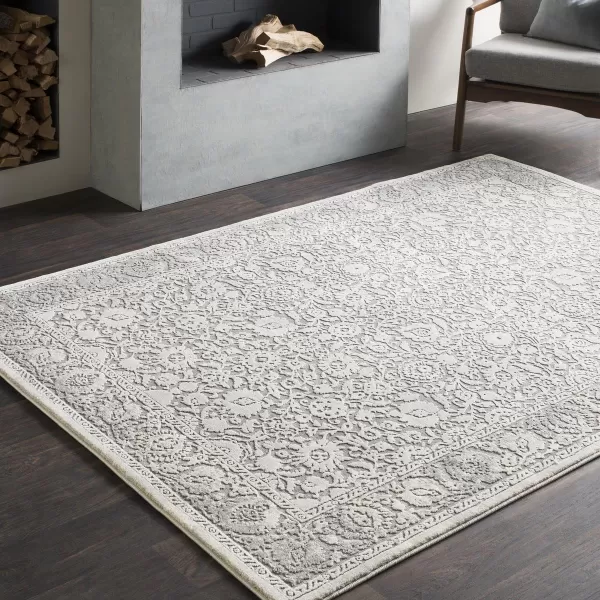 Viviana Gray Updated Traditional Area Rug 27 x 7627 x 77 Medium Gray