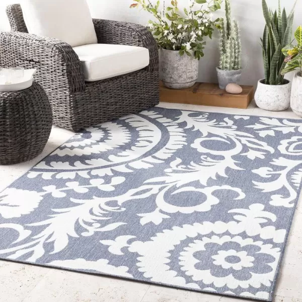 Alysia Cream and gray Indoor  Outdoor Area Rug 73 Square25 x 1110 Grey