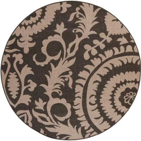 Alysia Cream and gray Indoor  Outdoor Area Rug 73 Square53 Round Black amp Camel