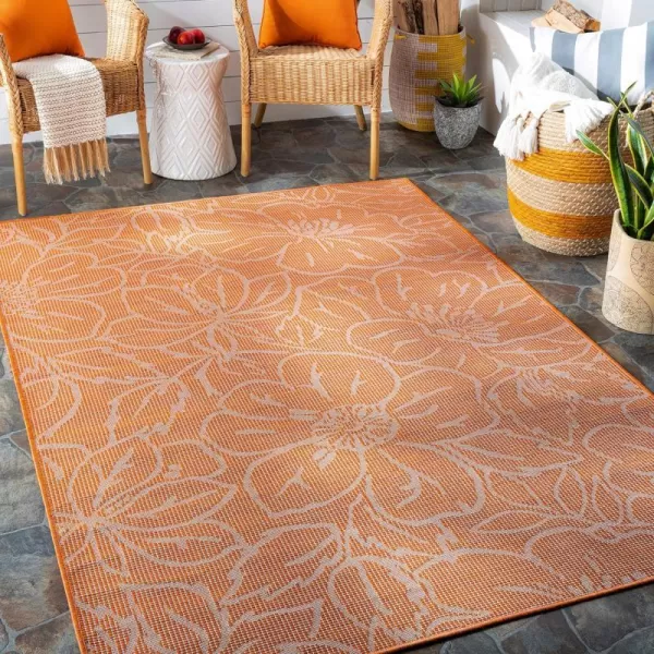 Artistic Weavers Agneta Outdoor Floral Area Rug 51 x 7 Blue26 x 4 Orange