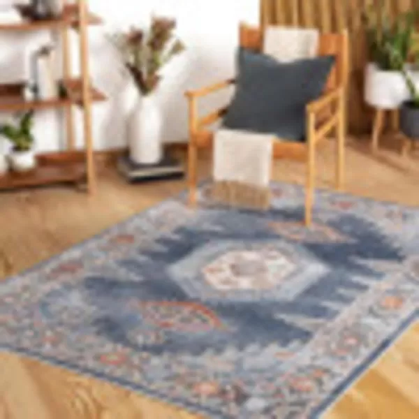 Artistic Weavers Amin Traditional Medallion Area Rug 53 x 7 OrangeDenim53 x 7 Denim