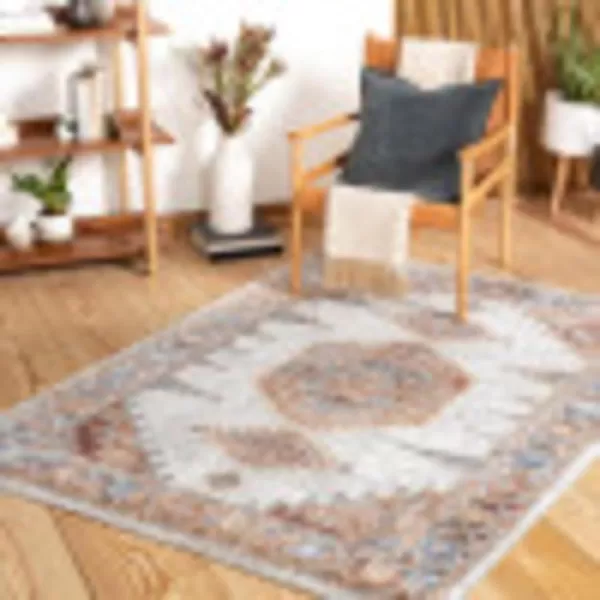 Artistic Weavers Amin Traditional Medallion Area Rug 53 x 7 OrangeDenim710 x 10 OrangeDenim