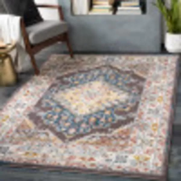 Artistic Weavers Anja Oriental Medallion Area Rug67 SquareGreyDark Brown 52 x 7