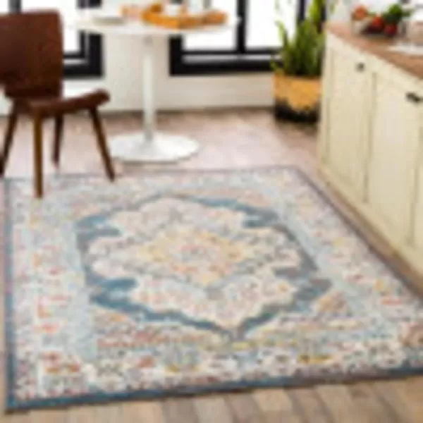 Artistic Weavers Anja Oriental Medallion Area Rug67 SquareGreyTeal 52 x 7