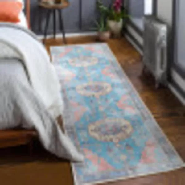 Artistic Weavers Antonia Vintage Oriental Area Rug 27 x 710 AquaOrange27 x 710 AquaOrange