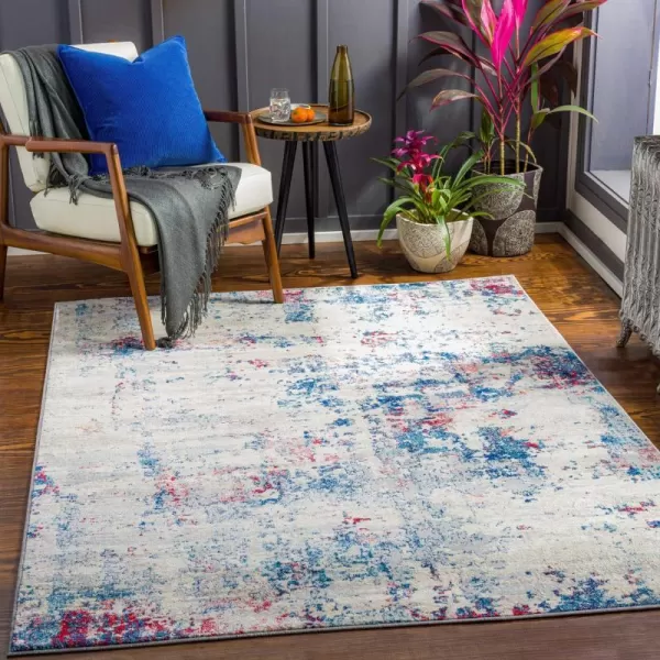 Artistic Weavers Arti Modern Abstract Area Rug67 SquareDark BlueAquaBlueGarnet 2 ft 7 in x 7 ft 3 in