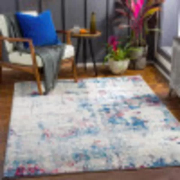 Artistic Weavers Arti Modern Abstract Area Rug67 SquareDark BlueAquaBlueGarnet 4 ft 3 in x 5 ft 11 in