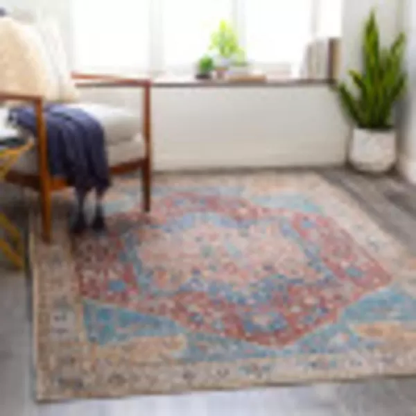 Artistic Weavers Audrey Vintage Medallion Washable Area Rug53 x 73PeachNavy2 x 211 Burnt OrangeDenim