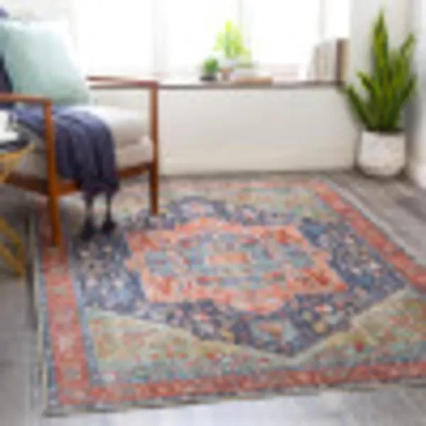 Artistic Weavers Audrey Vintage Medallion Washable Area Rug53 x 73PeachNavy2 x 211 PeachNavy