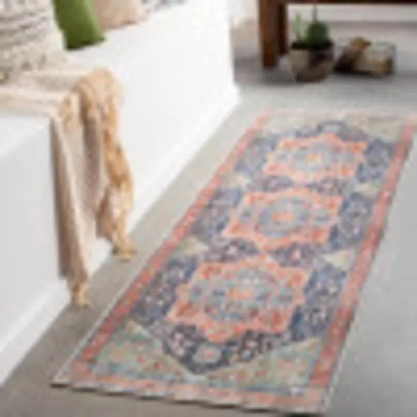 Artistic Weavers Audrey Vintage Medallion Washable Area Rug53 x 73PeachNavy27 x 14 PeachNavy