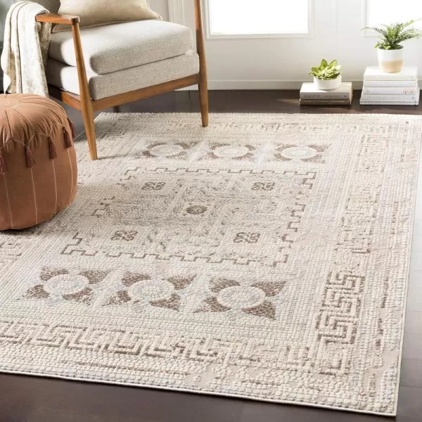 Artistic Weavers Carys BlueGray Updated Traditional 67 x 96 Area Rug Mustard77 x 102 Beige