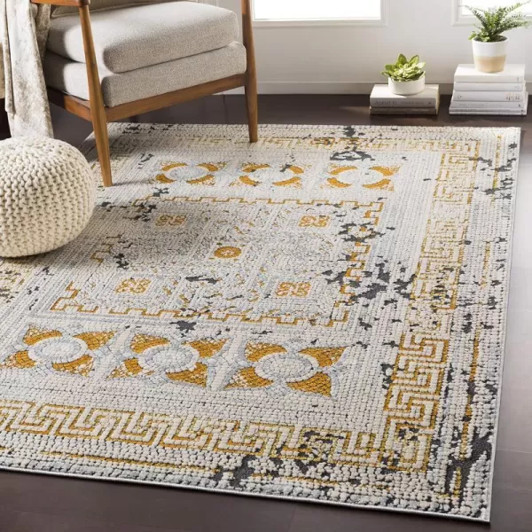 Artistic Weavers Carys BlueGray Updated Traditional 67 x 96 Area Rug Mustard77 x 102 Mustard