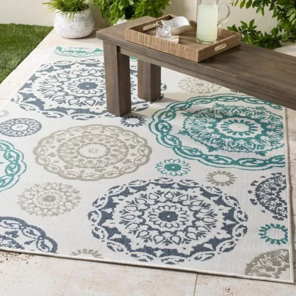 Artistic Weavers Danae Medallion Outdoor Area Rug810 SquareTealDenimTealDenim 810 Square