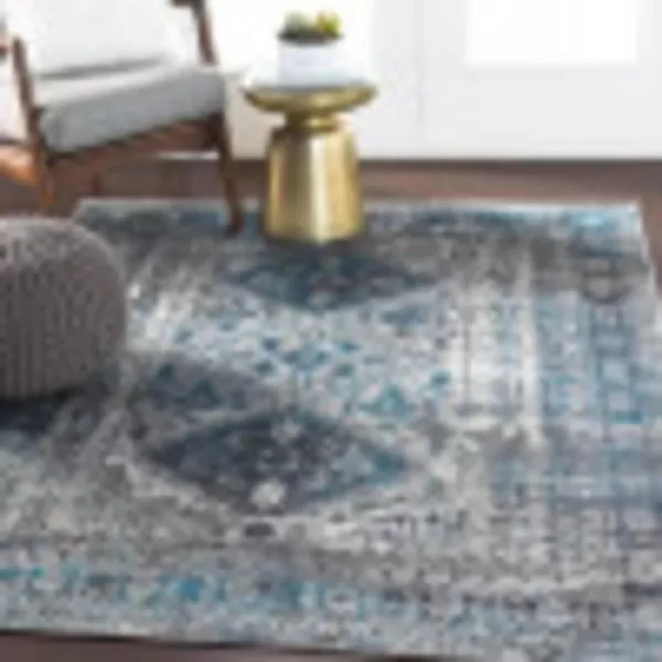 Artistic Weavers Desta Vintage Oriental Area Rug67 SquareBlueWhite53 Round BlueGrey