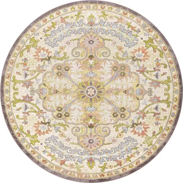 Artistic Weavers Donte Floral Medallion Area Rug 53 Square Terracotta53 Round Terracotta