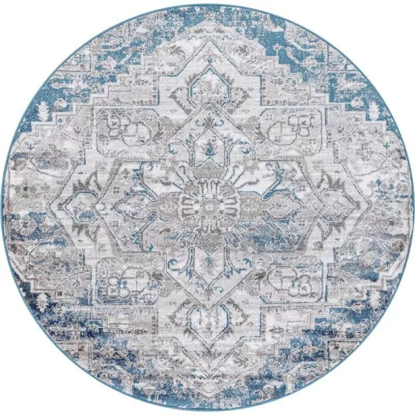 Artistic Weavers Eiluned Vintage Medallion Area Rug 53 Round Sky BlueArtistic Weavers Eiluned Vintage Medallion Area Rug 53 Round Sky Blue