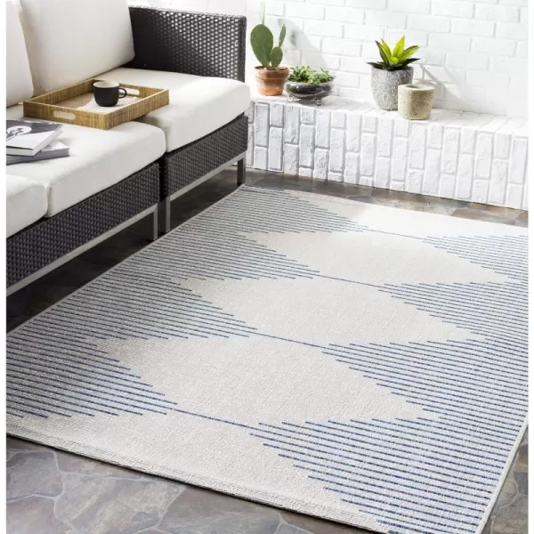 Artistic Weavers Esperanza Geometric Outdoor Area Rug 53 x 77 Bright Blue27 x 10 WhiteBright Blue