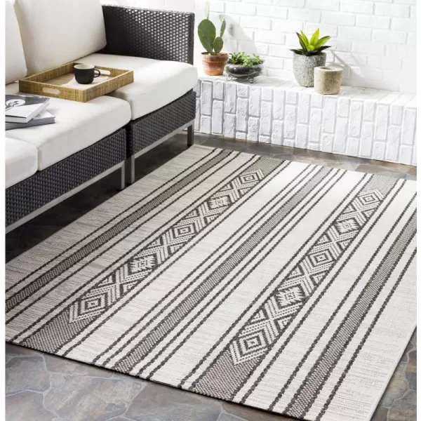 Artistic Weavers Esperanza Striped Outdoor Area RugBlackWhite 710 Square