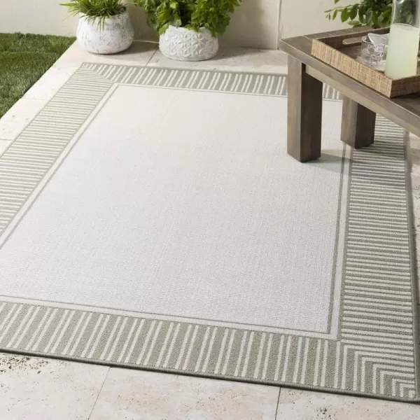 Artistic Weavers Hampshire Solid Border Outdoor Area Rug 73 Square Taupe25 x 1110 TaupeWhite