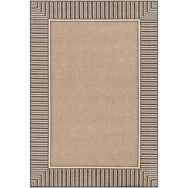 Artistic Weavers Hampshire Solid Border Outdoor Area Rug 73 Square Taupe25 x 45 Black