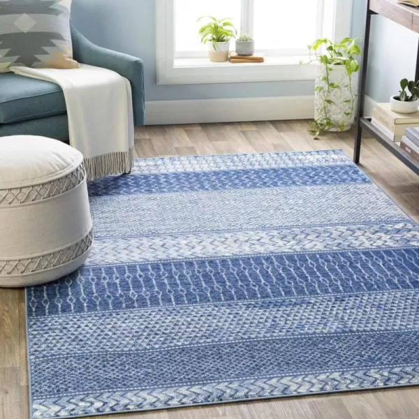 Artistic Weavers Hana Modern Moroccan Area Rug67 SquareSilver GreyRectangular Bright Blue 6 ft 7 in x 9 ft 6 in