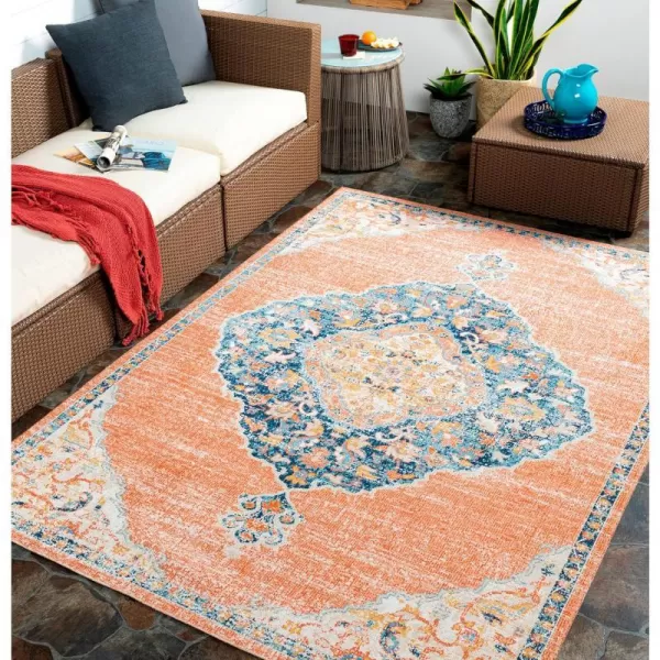 Artistic Weavers Huntington Beach Outdoor Bohemian Medallion Area Rug53 x 7OrangeArtistic Weavers Huntington Beach Outdoor Bohemian Medallion Area Rug53 x 7Orange