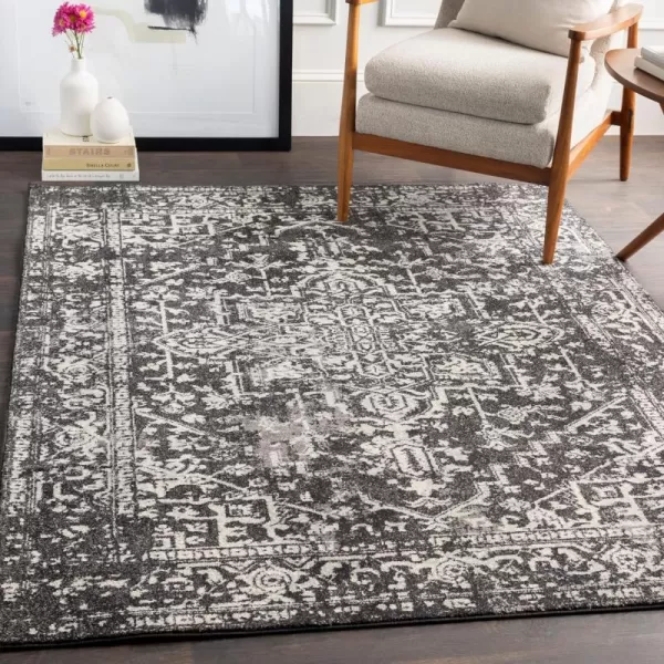 Artistic Weavers Janine Vintage Medallion Area Rug12 x 18GreyBlack 53 x 73