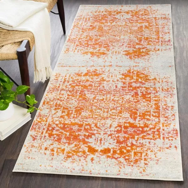 Artistic Weavers Janine Vintage Medallion Area Rug12 x 18GreyBurnt Orange 27 x 73