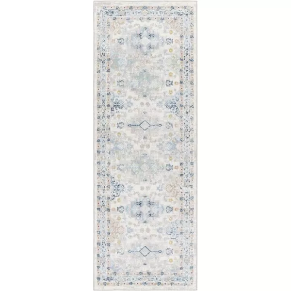 Artistic Weavers Lavadora Machine Washable Vintage Area Rug 53 x 7 Dark Blue27 x 73 Light Blue