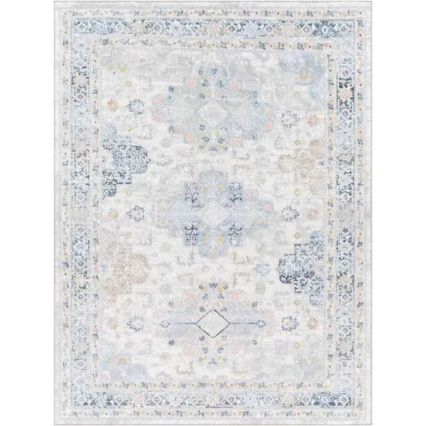 Artistic Weavers Lavadora Machine Washable Vintage Area Rug 53 x 7 Dark Blue67 x 9 Light Blue