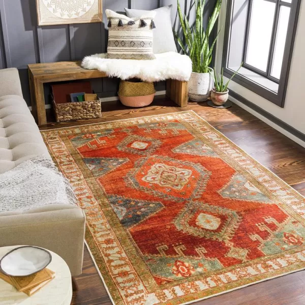 Artistic Weavers Leupp Washable Medallion Area Rug 5 x 76 RedOrange26 x 4 RedOrange