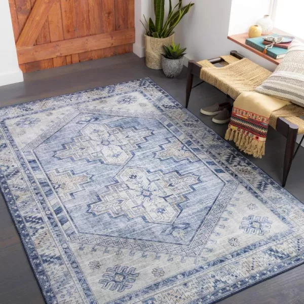 Artistic Weavers Lilibet Medallion Tribal Area Rug 5 x 76 BlushBlue76 x 96 Navy