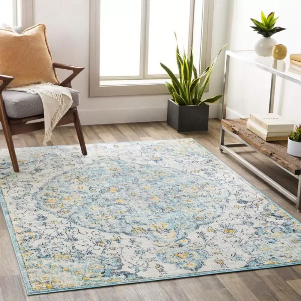 Artistic Weavers Lohena Vintage Medallion Area Rug53 x 71YellowLight Blue 6 ft 7 in x 9 ft