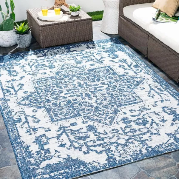 Artistic Weavers Masha Outdoor Traditional Area Rug710 Square Dark Blue