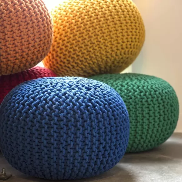 Artistic Weavers McIntosh Cotton Knitted Round Pouf 14 H x 20 W x 20 D Yellow14H x 20W x 20D Blue