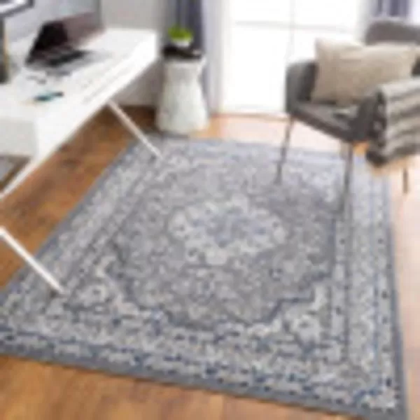 Artistic Weavers Medallion Vintage Mikka Area Rug 5 ft 3 in x 7 ft NavyMedium Grey 92 x 12