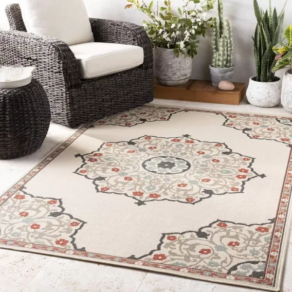 Artistic Weavers Melodie Prosperie Oriental Outdoor Area Rug 53 x 77 Denim76 x 109 Orange